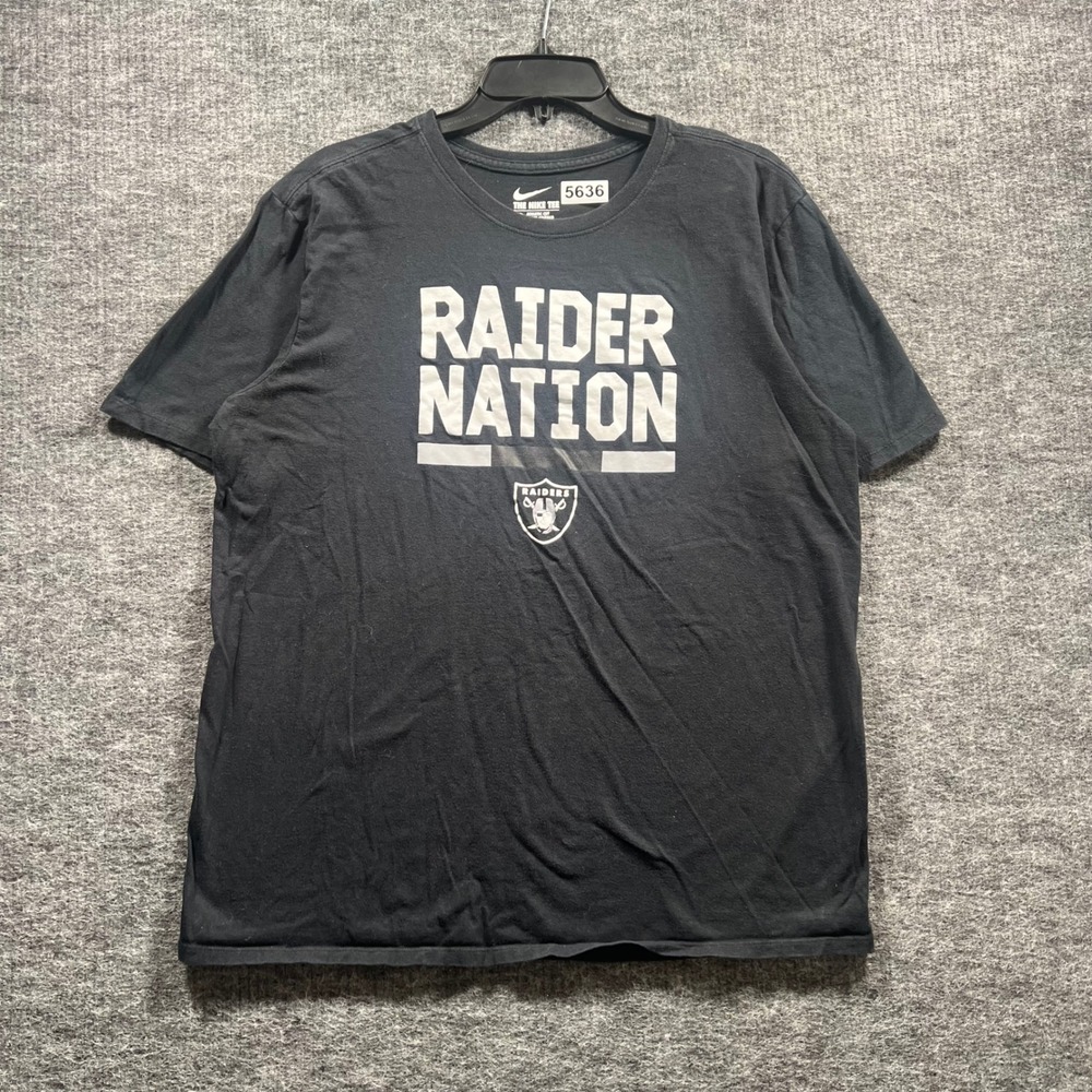 Nike Oakland Raiders Raider Nation T-Shirt Mens Large Black NFL Graphic Tee